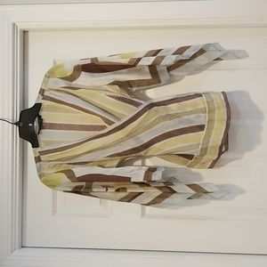 BCBGMaxazria Stripped Wrap Blouse Sz Small
